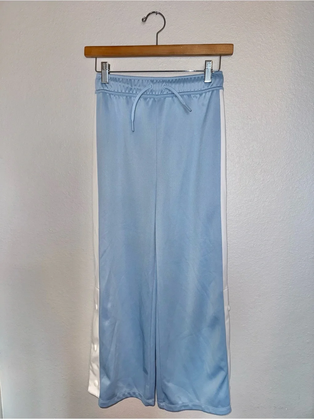Converse Light Blue Athletic Pants with with White Stripe and Bottom Buttons M